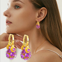 🥳2026 HOT SALE🥳💞50K+ SOLD!💥50% OFF! 🔥Vintage Gold-Plated Hoop Earrings with Purple Crystal Sphere