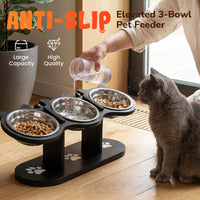 🎁New arrival 50% OFF🐾 Anti-Slip Elevated 3-Bowl Pet Feeder! 🍲🐶🐱