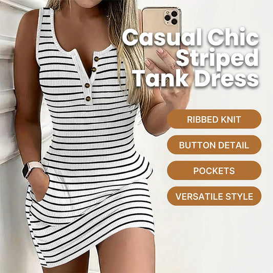 🎁New arrival 50% OFF💥Women's Striped Bodycon Tank Dress