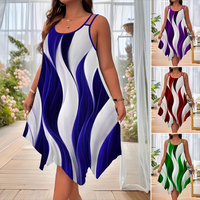 🌟 LIMITED-TIME 52% OFF! 👗 Women's Flowy Double-Strap Midi Dress – Bold Print & Asymmetric Hem 💃