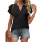📢📢40% OFF !! ⏰Women's Casual V-Neck Ruffle Short-Sleeved T-Shirt— Free Shipping For Two Pieces
