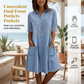 🌞Summer Hot Sale-50% Off!!🌿Relaxed Fit A-Line Denim Dress with Mesh Sleeve Detail