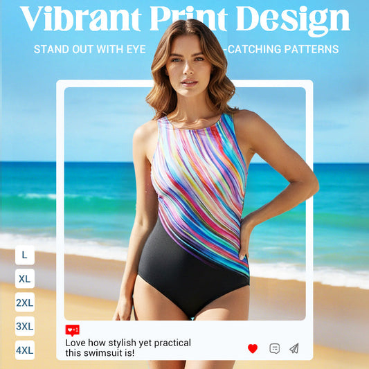 🏖️Summer Hot Sale ⚡50K+ SOLD!🩱🌊Fashion Printed One-Piece Swimsuit | Soft Stretch Fabric & Ruching Detail for an Instant Slimming Look