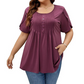 👚 52% OFF NOW! ✨ Women's Pleated Front Puff Sleeve T-Shirt – Soft, breathable & elegant puff sleeves – perfect for work, brunch or spring days 🌸