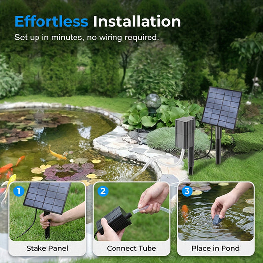 🎉 2026 Sale — Over 148,000 Sold! ☀️ Solar Pond Aerator with Air Pump – High-Efficiency Panel & 24/7 Oxygenation 🐟