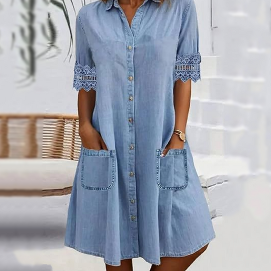 ⏰🔥LIMITED TIME 52% OFF!🔥Women's Casual Loose Fit Denim Dress with Pockets