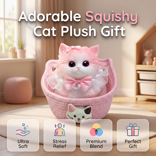 🐹 Last Day Special Price £9.99! Free Shipping！✨🐱 Squishy Cat Plush Toy – Soft Slow-Rebound Stress Relief Companion