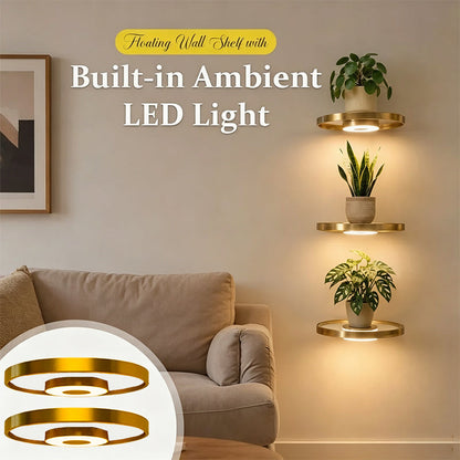 🏆 Last Day Special Price £14.9 ! 💡Buy more save more🏠 Floating Wall Shelf with Built-in Ambient LED Lighting✨