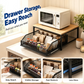 🍳 60% OFF NOW! 🗄️ 2-Tier Kitchen Microwave Stand with Slide-Out Drawer – Heavy-Duty Countertop Shelf, Space-Saving & Easy Access ✨
