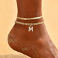 📢📢53% OFF !! ⏰ ✨ Dainty Layered Gold Initial Anklets – Elegant Design, Lightweight & Adjustable – Perfect for Everyday Charm & Gifting 💛
