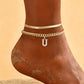 📢📢53% OFF !! ⏰ ✨ Dainty Layered Gold Initial Anklets – Elegant Design, Lightweight & Adjustable – Perfect for Everyday Charm & Gifting 💛