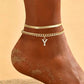 📢📢53% OFF !! ⏰ ✨ Dainty Layered Gold Initial Anklets – Elegant Design, Lightweight & Adjustable – Perfect for Everyday Charm & Gifting 💛