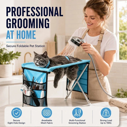 🐕 55% OFF NOW! 🛋️ 2‑in‑1 Foldable Pet Grooming Bed – Stable grooming surface & comfy rest bed – Saves your back during nail trims & drying 💪✨