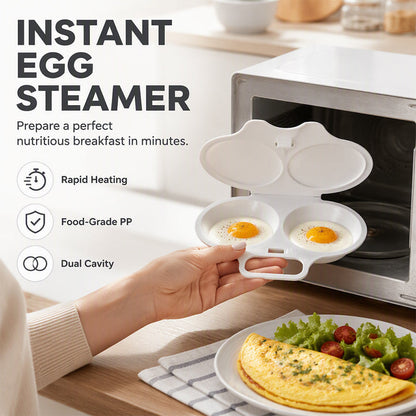 🥳2026 HOT SALE🥳💞50K+ SOLD! 🥗🎁 53% OFF + BUY 2 GET 3 FREE! Microwave Egg Poacher –Dual‑cavity, non‑stick & easy clean. Healthier than frying – stock up & save! 🏠✅