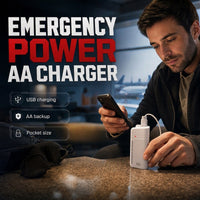 💥LAST DAY SALE ONLY ￡7.9!!🔥Portable Emergency Phone Charger AA Battery Powered Power Bank with LED Flashlight