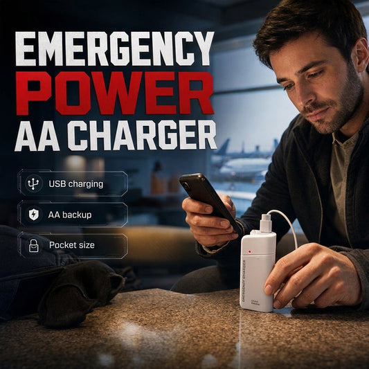 💥LAST DAY SALE ONLY ￡7.9!!🔥Portable Emergency Phone Charger AA Battery Powered Power Bank with LED Flashlight