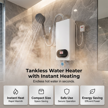 ⏳🔥Soldes 2026 — Plus de 15 000 exemplaires vendus !💧Chauffe-eau électrique instantané sans réservoir, compact — Affichage LED de la température avec multiples dispositifs de sécurité ✨