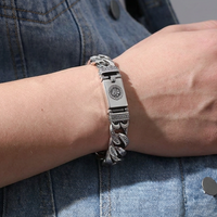 💿 FLASH SALE: 50% OFF! 🕉️ Retro Mantra Bracelet for Men – Six Engraved Syllables & Vintage Silver Finish – Double Chain, 18–22 cm for a Spiritual Style ✨