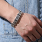 💿 FLASH SALE: 50% OFF! 🕉️ Retro Mantra Bracelet for Men – Six Engraved Syllables & Vintage Silver Finish – Double Chain, 18–22 cm for a Spiritual Style ✨