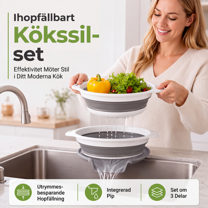 ⏳🔥LIMITED-TIME 50% OFF! ⏰🥗 Careluxpro 3-Piece Collapsible Colander Set – Draining Base & Space-Saving Design 🧺
