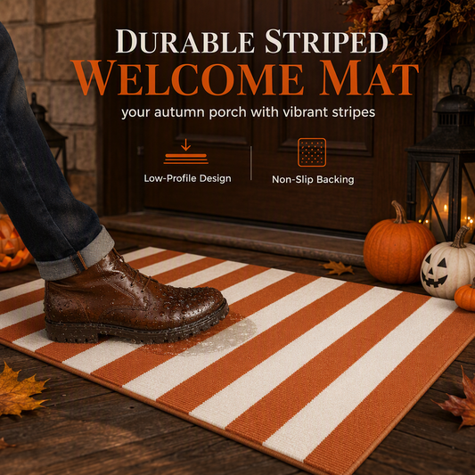🚪 LIMITED‑TIME 53% OFF! 🎃 Simple Striped Non‑Slip Door Mat, Stain Resistant Entry Rug With Reinforced Edge, Available In Multiple Sizes ✨