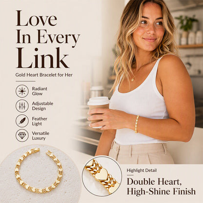 💖Buy one, get the second half price ✨Heart Link Bracelet – Elegant Lightweight Heart-Shaped Bracelet for Women🌸