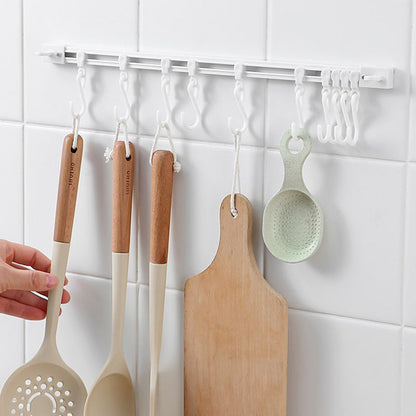 🍳 No-Drill Track Hooks: 10 Sliding Hooks, Strong Adhesive, Space-Saving