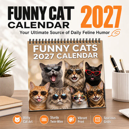 🏆 Last Day Special Price £8.9! 🗓️🐱 2027 Funny Cats Wall Calendar – Sassy Cats & Hilarious Quotes