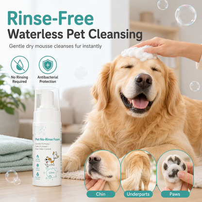 🐾 55% OFF! ✨ No-Rinse Pet Cleansing Foam – Gentle Waterless Mousse, Botanical-Extract Formula & Targeted Cleaning for Paws, Chins & Fur – Quick Freshening Between Baths, Travel & Winter 🌿