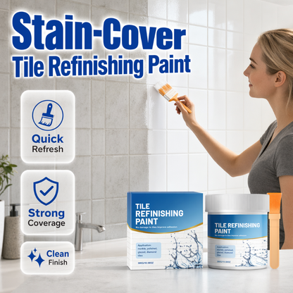 🥳2026 HOT SALE🥳💞50K+ SOLD! 🎨🛁 50% OFF! White Tile Refinishing Paint with Brush – covers stains, waterproof & glossy. Refresh tiles, sinks & toilets without replacing! 🛡️The area covered is 15 square metres✅