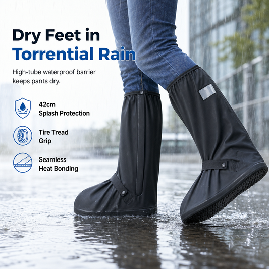 🌧️ LIMITED‑TIME 55% OFF! 👢 Waterproof High‑Top Rain Shoe Covers – Non‑Slip PVC, 42cm Splash Barrier & Reflective Night Safety 👟