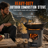 🎁2026 New Arrivals 50% OFF💥Heavy‑Duty Carbon Steel Camping Stove – Wood & Charcoal, High‑Draft Airflow, 3‑in‑1 Cooktop 🍳