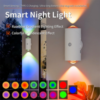 💡 56% OFF! 🎄 USB-rechargeable LED night light with motion sensor – RGB colour gradient, dimmable & magnetic. For hallways, bedside tables, desks & wardrobes 🌈