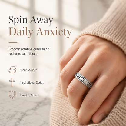 💍 54% OFF! ✨ Silver Titanium Spinner Ring – "God Is Within Her" engraving ✨