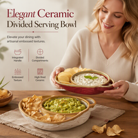 🏆 LIMITED-TIME 52% OFF! 🍽️Retro Ceramic Divided Baking Dish with Single Handle💐