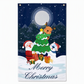 🎄Xmas Sale - 50% OFF❤️Christmas Door Cover - Santa & Reindeer Stretch Fabric Door Banner with 4-Side Elastic Edges, DIY Door Handle Cutout, Slip-On Front Door Holiday Decor