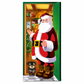 🎄Xmas Sale - 50% OFF❤️Christmas Door Cover - Santa & Reindeer Stretch Fabric Door Banner with 4-Side Elastic Edges, DIY Door Handle Cutout, Slip-On Front Door Holiday Decor