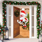 🎄Xmas Sale - 50% OFF❤️Christmas Door Cover - Santa & Reindeer Stretch Fabric Door Banner with 4-Side Elastic Edges, DIY Door Handle Cutout, Slip-On Front Door Holiday Decor