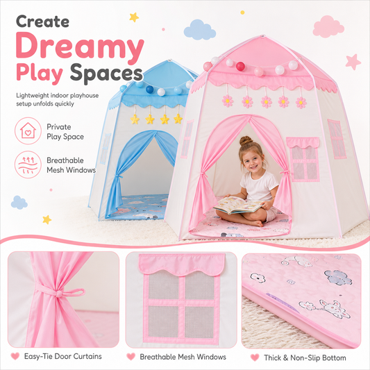 📢📢 54% OFF🏰Kids Princess Castle Play Tent – Indoor Playhouse & Cozy Secret Hideaway for Toddlers