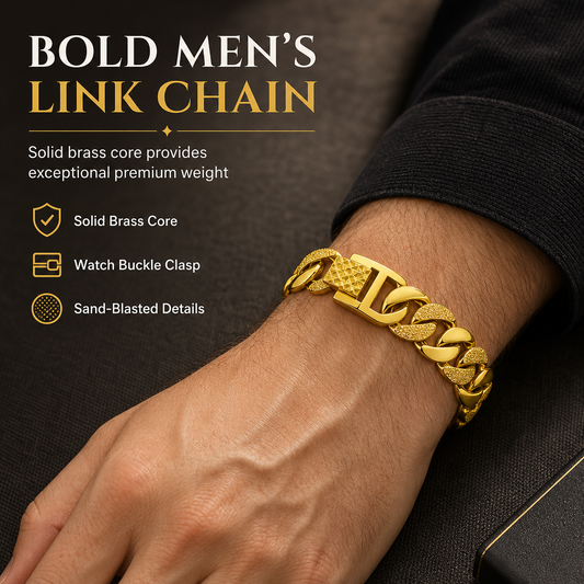 ⏳🔥LIMITED-TIME 54% OFF! ⏰⌚ Men's Vietnamese Sand-Gold Style Bracelet – Matte Sandblasted Finish & Watch Clasp💎